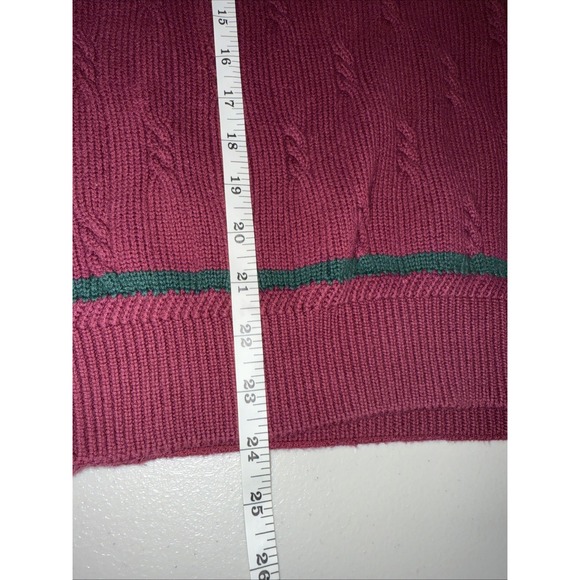 Vintage GANT Sweater Mens Large Hand Framed Cable Knit Cricket 90s V Neck Maroon - Picture 7 of 7